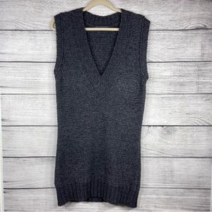 Natan Edition V Neck Gray Knit Long Sweater Vest Tunic Sleeveless Top Sz…